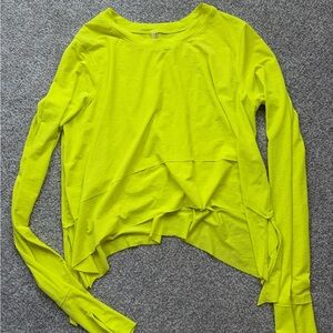 FP Movement by Free People Neon Lime Asymmetrical Layered Long Sleeve Top